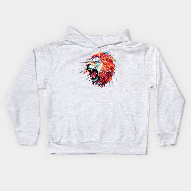 Lion Animal Freedom World Wildlife Wonder Abstract Kids Hoodie by Cubebox